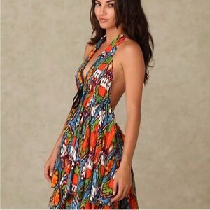Vibrant Backless Halter Dress
